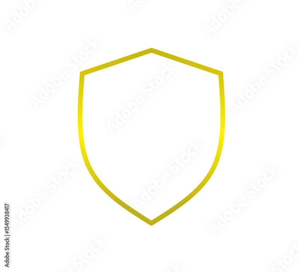 Fototapeta Shield outline with golden gradient, minimalist and modern style isolation on transparent background