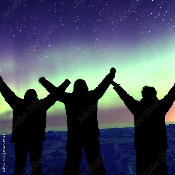 Obraz Celebrating under the Aurora Borealis display
