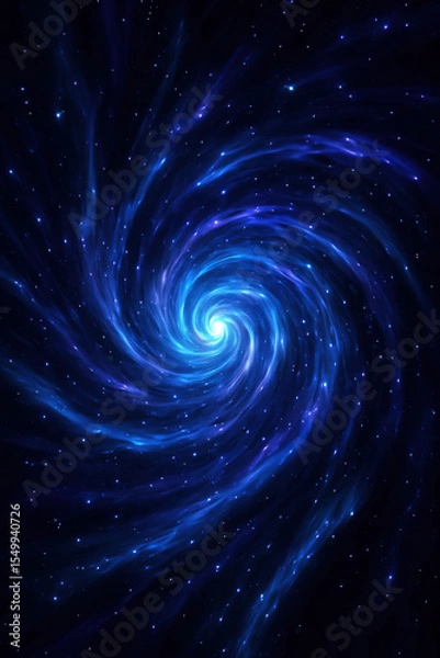 Fototapeta Vibrant blue spiral galaxy swirling in deep space with glowing center and scattered stars representing cosmic energy astronomical wonder and the mystery of the universe