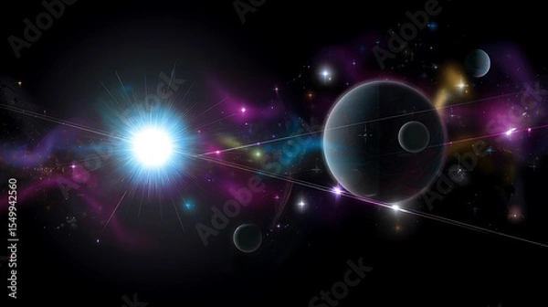 Obraz Planets nebulae and distant bright star