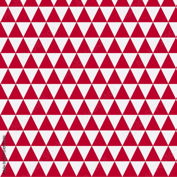 Fototapeta Abstract 3D triangle background in Japan flag colors—white and red. Geometric low-poly design with depth and symmetry, representing modern minimalism and national identity.