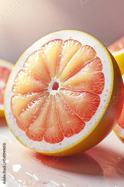 Fototapeta Refreshing Grapefruit Slice Citrus Fruit Close-up