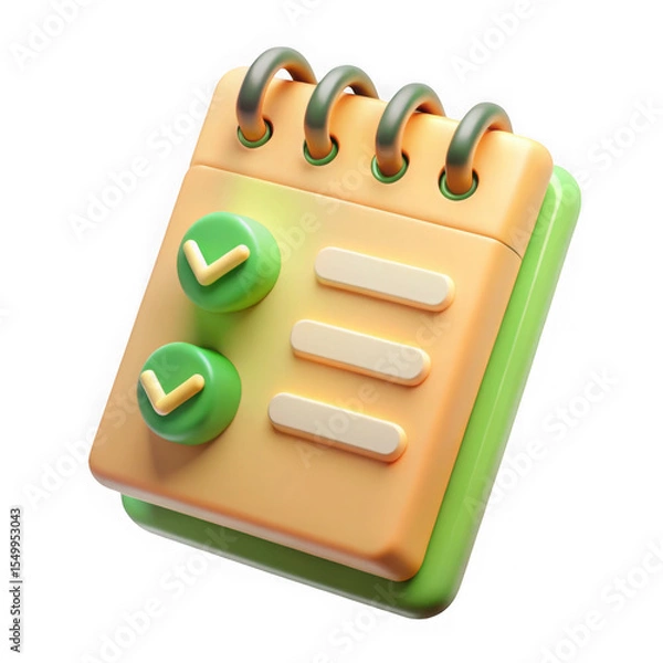 Fototapeta A 3d rendering of a cute checklist icon isolated on transparent background