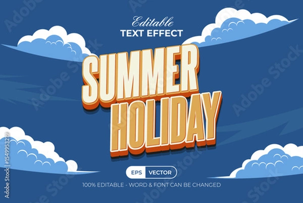 Fototapeta Summer Holiday Text Effect 3D Style.