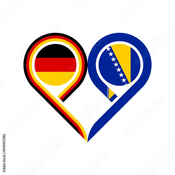 Fototapeta friendship concept. heart symbol icon of germany  and bosnia flags. vector illustration isolated on white background