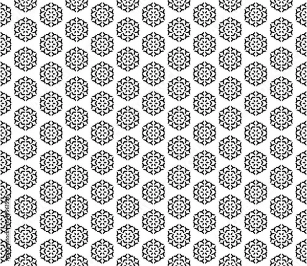 Fototapeta Black and white seamless abstract pattern. Background and backdrop. Grayscale ornamental design.