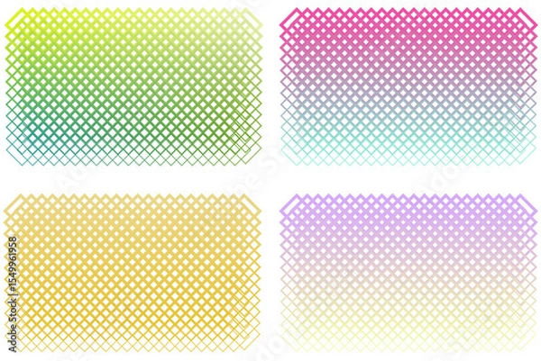 Obraz Set of gradient grids isolated on transparent background. Graphic illustration. Geometric design elements.