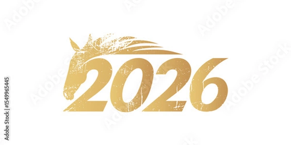 Obraz Chinese New Year 2026 – Year of the Horse! Featuring a vintage calligraphy Horse symbol with classic grain texture. Perfect for greeting cards, banners, posters, and festive web designs.