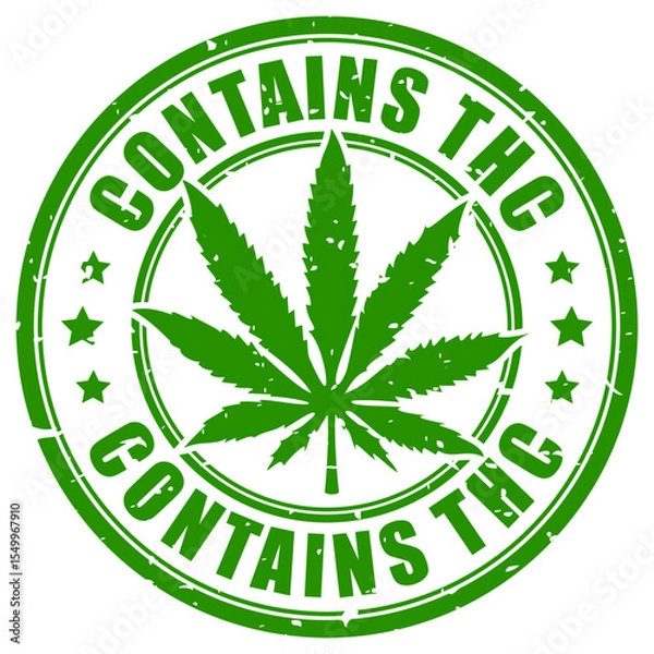 Obraz Contains THC green rubber stamp