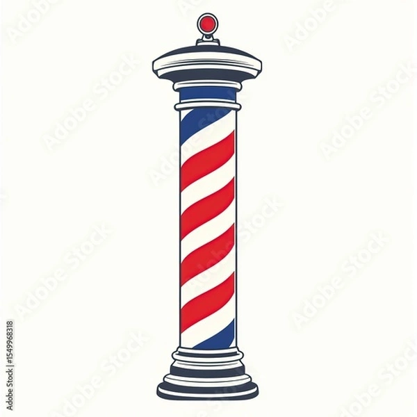 Fototapeta Logo, vector design of a barber pole with red, white, and blue stripes, simple clean logo design