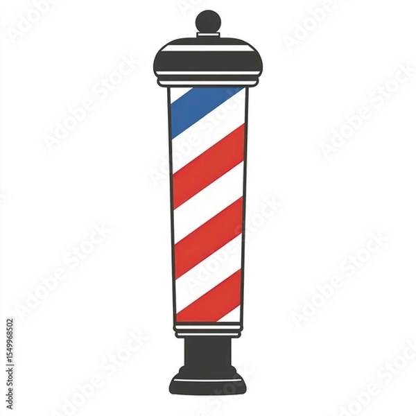 Fototapeta Logo, vector design of a barber pole with red, white, and blue stripes, simple clean logo design