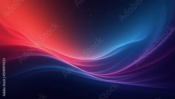 Fototapeta A mesmerizing gradient background with a vibrant color palette transitioning from fiery red to calming blue and deep purple, set against a dark black backdrop. Generative Ai.