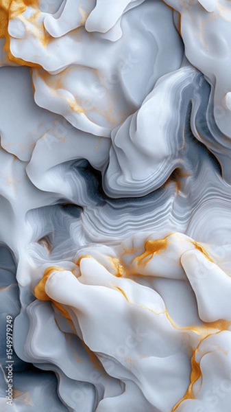 Fototapeta Smooth marble texture with golden accents and flowing patterns