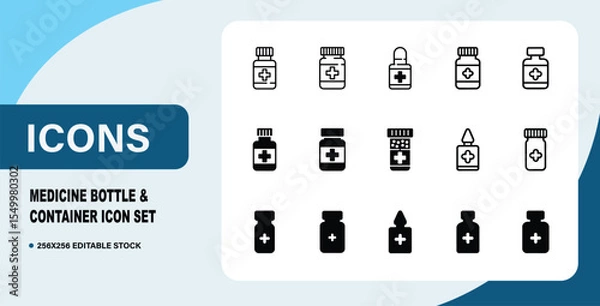 Obraz Medicine Bottle & Container Icon Set