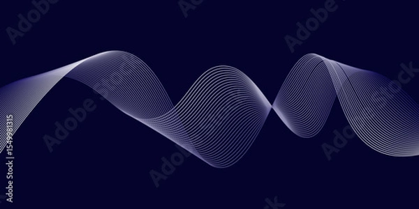 Fototapeta Abstract vector background with black wavy lines.  Digital frequency track equalizer. Stylized line art background. Vector illustration. Wave with lines created using blend tool. modern simple lines.