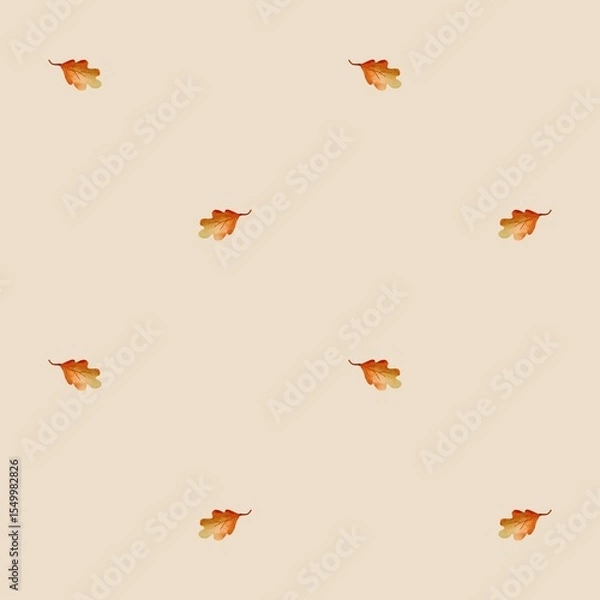 Fototapeta Cute watercolor pattern with autumn leaves. Nature. Seamless print on fabric