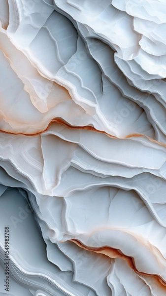 Fototapeta Textured layers of abstract white and orange formations