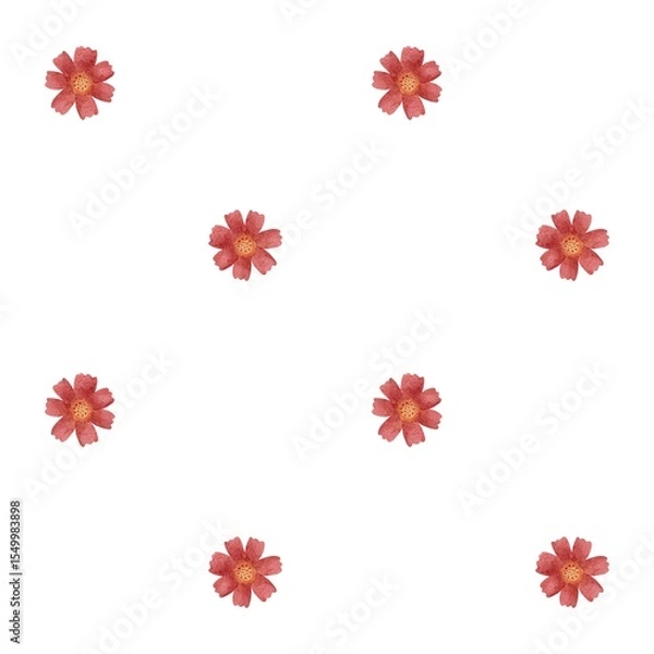 Fototapeta Minimalistic pattern of watercolor elements. Flowers, bouquet, nature, flora