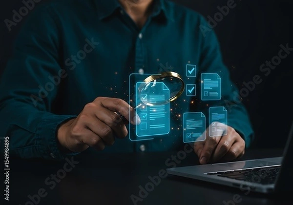 Fototapeta Analyzing Digital Information and Documents with Advanced Technology