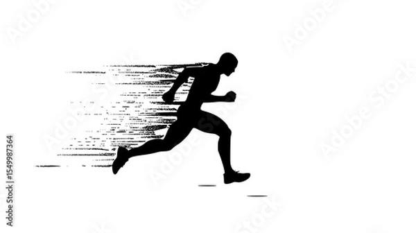 Fototapeta black silhouette of an abstract athlete running a race abstract, athlete, black, man, race, run, run with, runner, silhouette , Generative art.