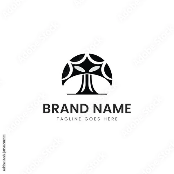 Obraz A stylish black and white logo featuring a tree design, symbolizing growth and nature, ideal for eco-friendly brands.