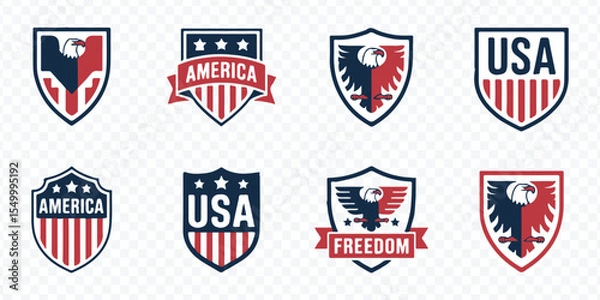 Obraz patriotic american eagle and shield logos for usa freedom branding design vector