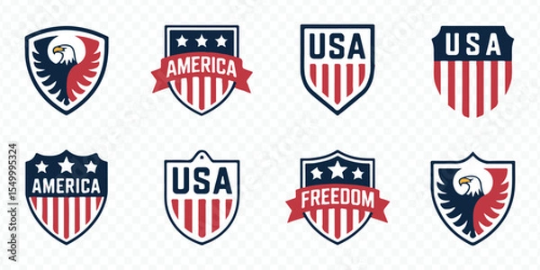 Obraz usa themed eagle shield logo collection with freedom, stars, and stripes vector