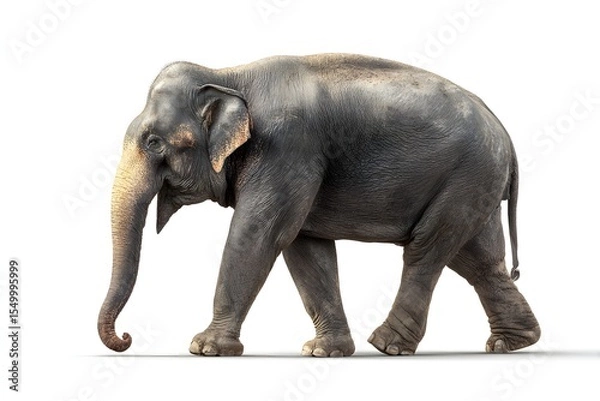 Obraz Full-body view of a single elephant with thick skin and subtle dust patterns, shown in a studio-style setting. Excellent for encyclopedias, science visuals, or wildlife-themed projects.