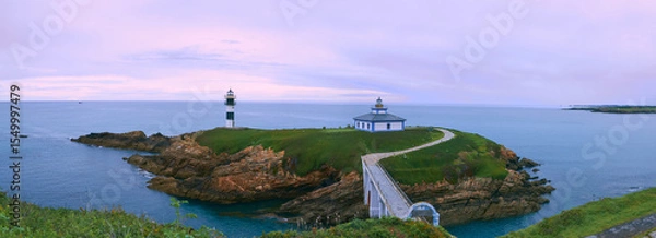 Obraz Panoramic Sunset Over Ribadeo Lighthouse Landscape