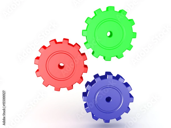 Fototapeta  illustration of multi colored cogs turning