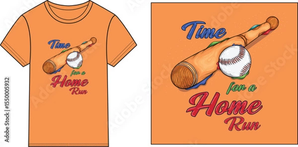 Obraz Time for a Home run t-shirt design vector illustration