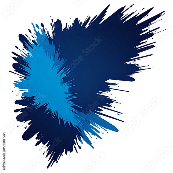 Fototapeta Dual Blue Paint Splashes with Jagged Edges Overlapping on Transparent Background
