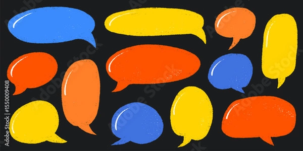 Fototapeta Crayon Speech Bubble Frame. Vector Chalk Talk Balloon. Colorful Dialog Chat Illustrations