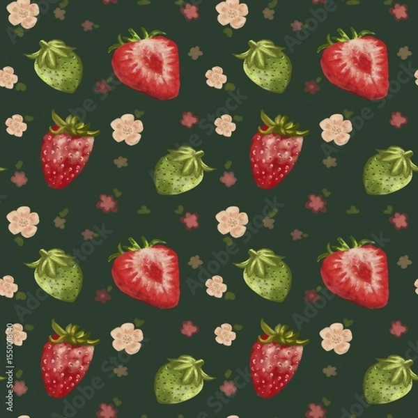 Fototapeta Dark Background Strawberry Fruit Design