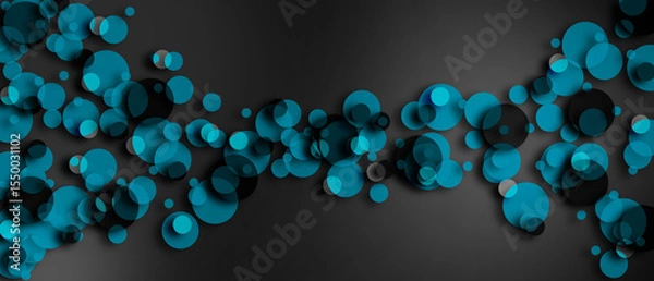 Fototapeta abstract background. blue Circle Dot Unique isolated black Background