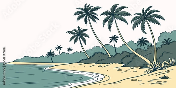Obraz tropical beach with palm trees
