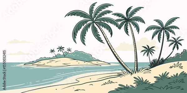 Obraz tropical beach with palm trees