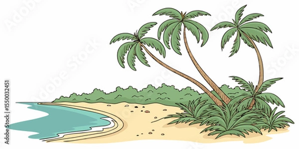 Obraz tropical beach with palm trees