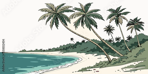 Obraz tropical beach with palm trees
