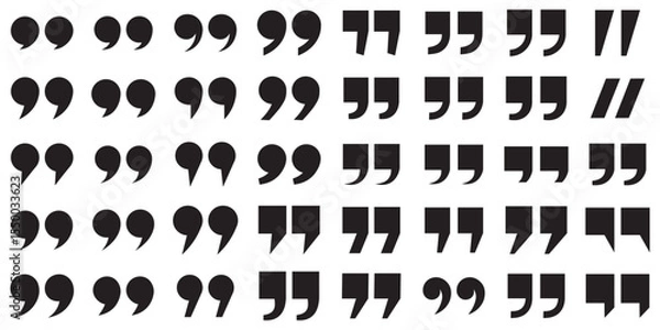Fototapeta Quote icon vector illustration. Quotation mark sign and symbol. Set of quote mark . Quotation mark icon collection on white background. double quotation vector symbol. 