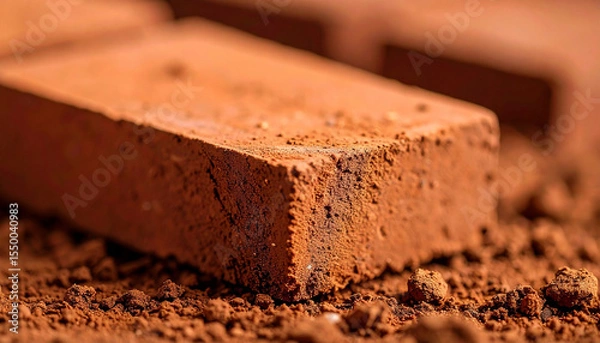 Fototapeta Brick's Rugged Texture: A close-up shot that accentuates the unique details, texture and color of this singular brick.