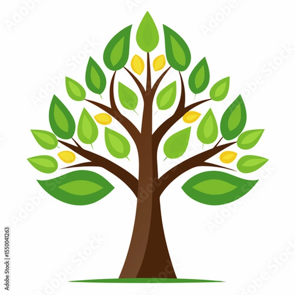 Fototapeta Minimal Teak Tree Vector Illustration