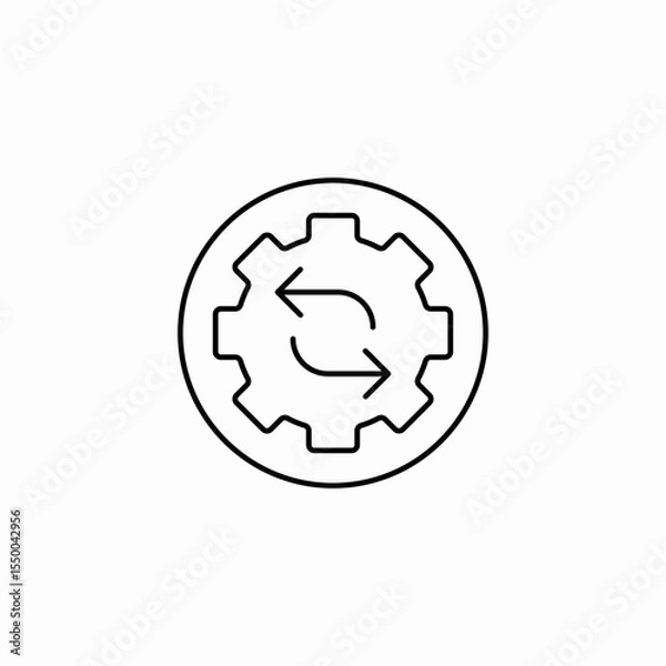 Obraz gear refresh arrows icon sign vector