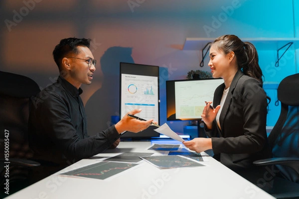Obraz Business Meeting with Data Analysis