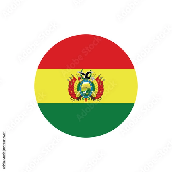 Fototapeta Bandera de Bolivia Flag Button, Round Bolivia flag icon, Bolivia flag badge Vector