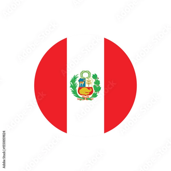 Fototapeta Peru Flag Button, Round Peru flag icon, Peru flag badge Vector