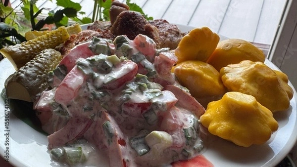 Obraz lamb chops and vegetables