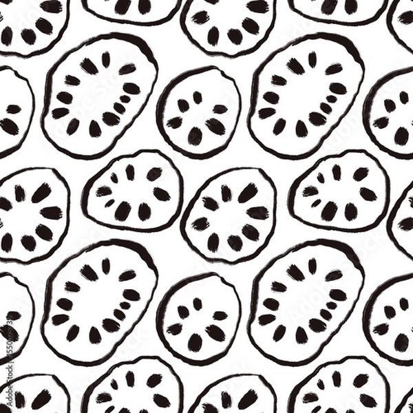 Fototapeta Seamless abstract geometric pattern. Simple background with black, white. Digital brush strokes. Lines, dots, circles. Design for textile fabrics, wrapping paper, background, wallpaper, cover.