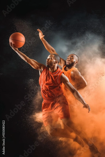 Fototapeta Two basketball players in action