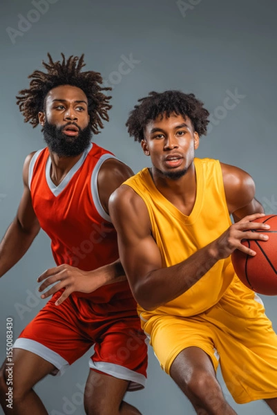 Fototapeta Two basketball players in action